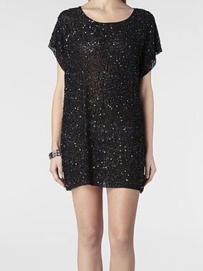 all saints black sequin dress All Saints Black Silk Sequin Poison Mini Dress – Prelovely main image 0